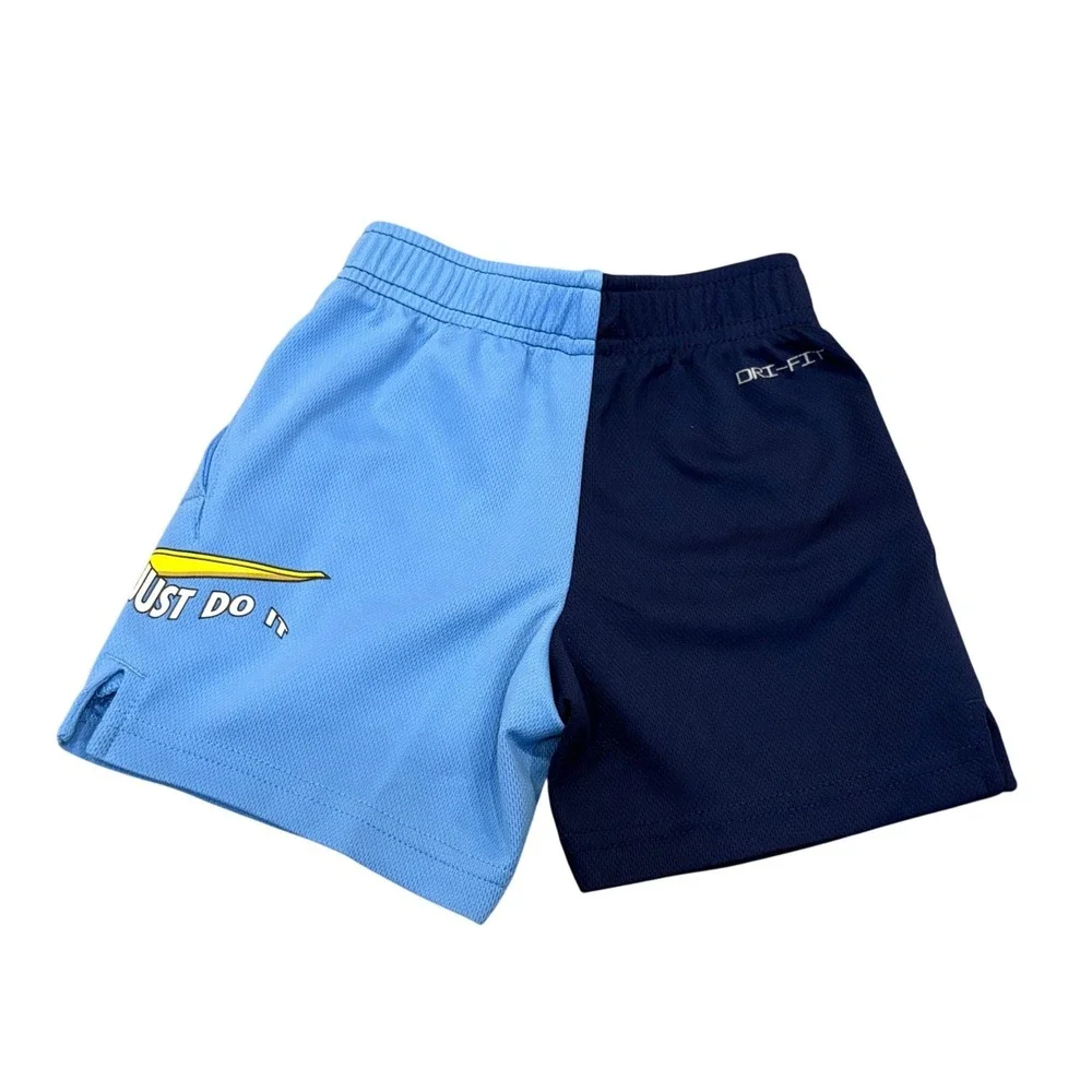 Nike Dri-FIT Shorts Kids 2T Blue Split Color Mesh Athletic Just‎ Do It J788-B9F